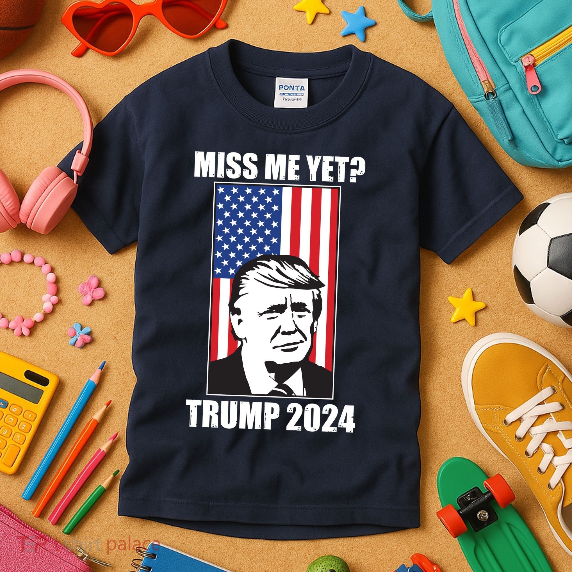 Miss Me Yet? Trump 2024 USA American Flag Kids T-Shirt
