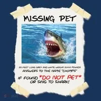 Missing Pet Funny Great White Shark  Doggie Tank thumb 4