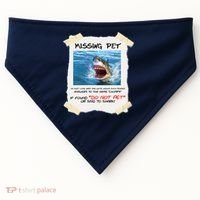 Missing Pet Funny Great White Shark  USA-Made Doggie Bandana thumb 0