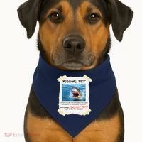 Missing Pet Funny Great White Shark  USA-Made Doggie Bandana thumb 1