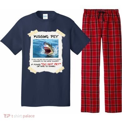 Missing Pet Funny Great White Shark  Pajama Set