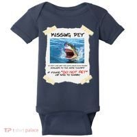 Missing Pet Funny Great White Shark  Baby Bodysuit thumb 0