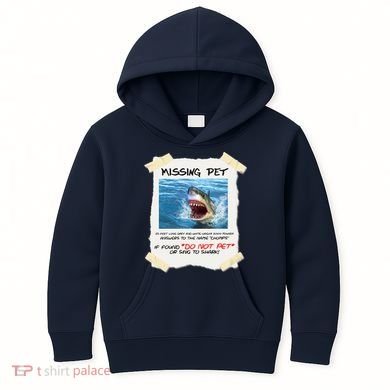 Missing Pet Funny Great White Shark  Kids Hoodie