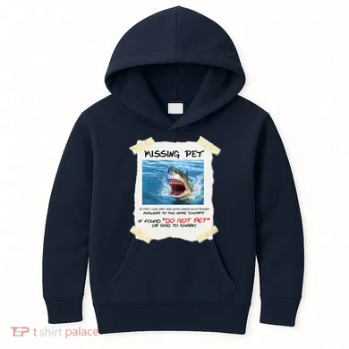 Missing Pet Funny Great White Shark Kids Hoodie