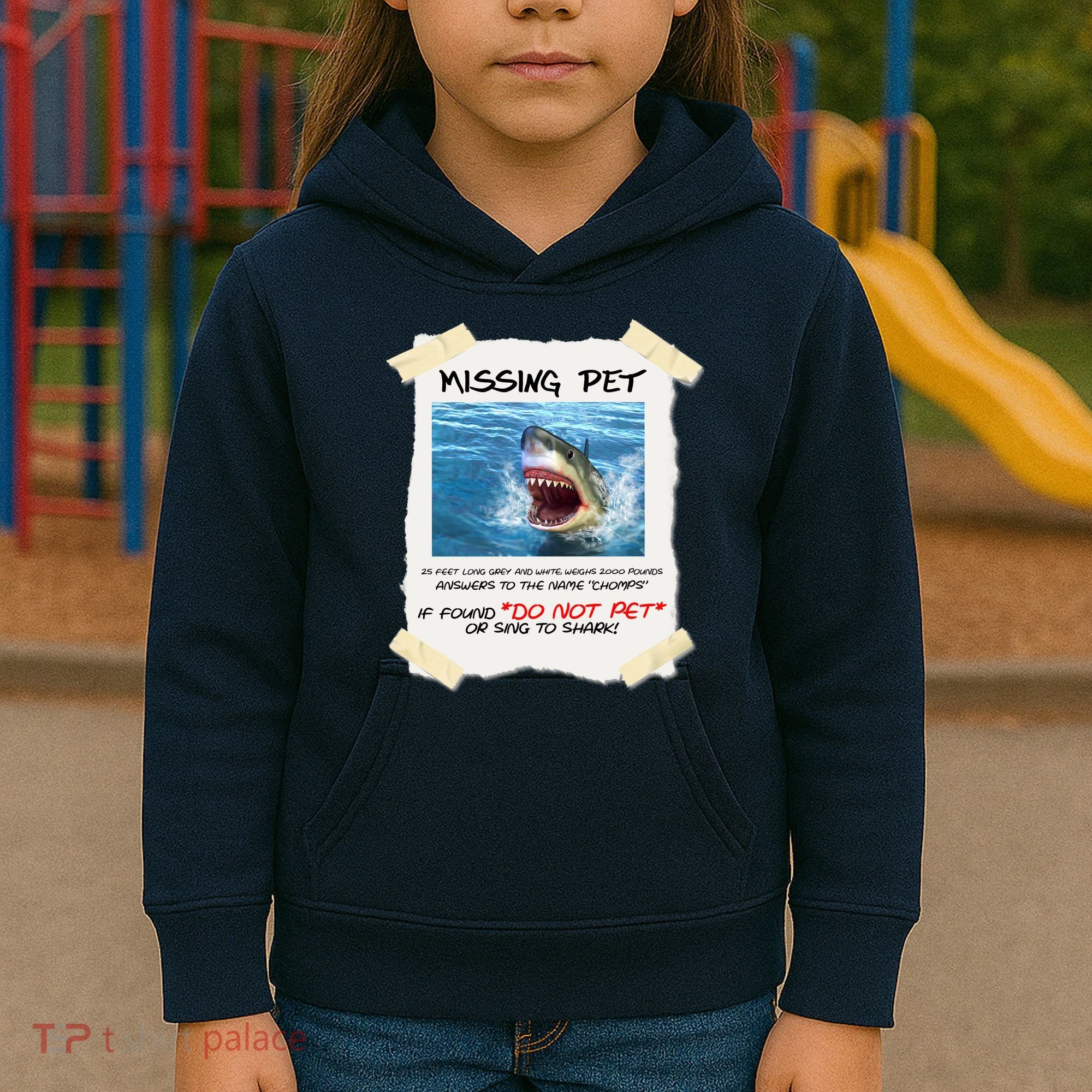 Missing Pet Funny Great White Shark  Kids Hoodie