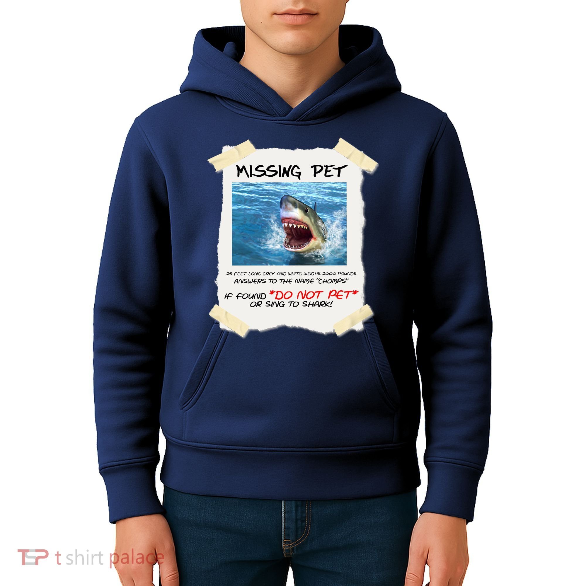 Missing Pet Funny Great White Shark  Kids Hoodie
