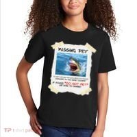 Missing Pet Funny Great White Shark  Kids T-Shirt thumb 2