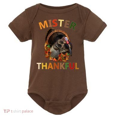Mister Thankful Thanksgiving Turkey Baby Bodysuit