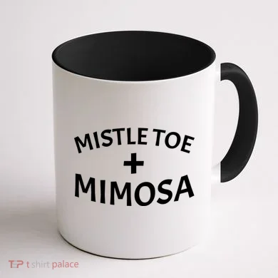 Mistletoe and Mimosa Coffee Mug back