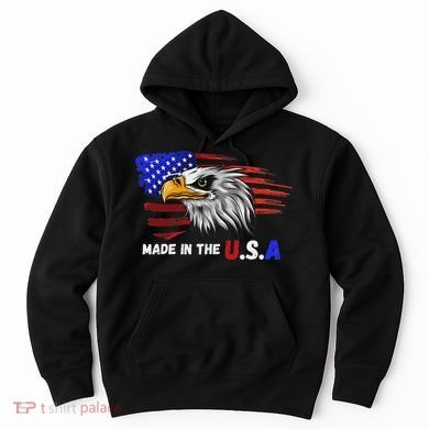 Made In The U.S.A Bald Eagle Patriotic Flag Tattoo Hoodie