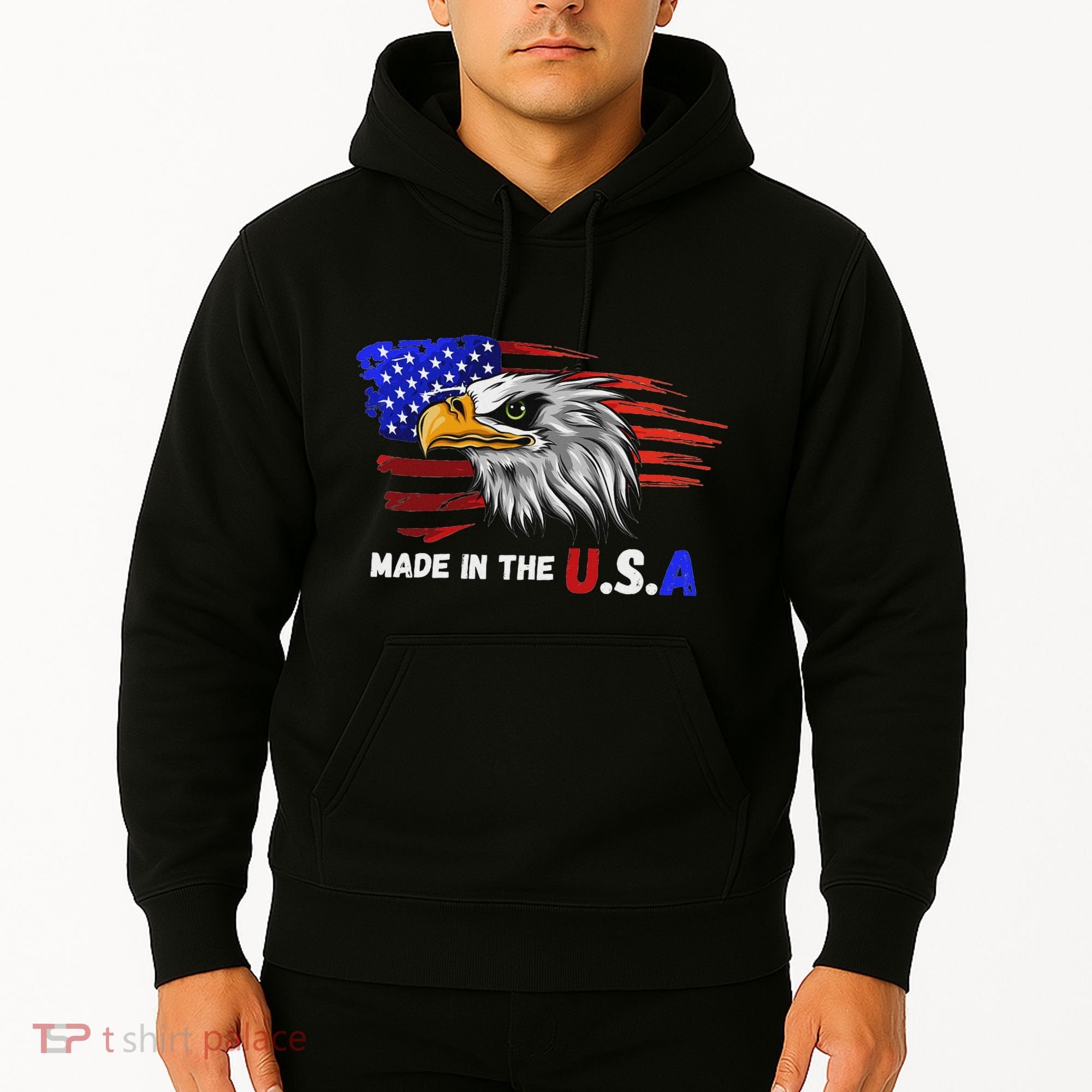 Made In The U.S.A Bald Eagle Patriotic Flag Tattoo Hoodie