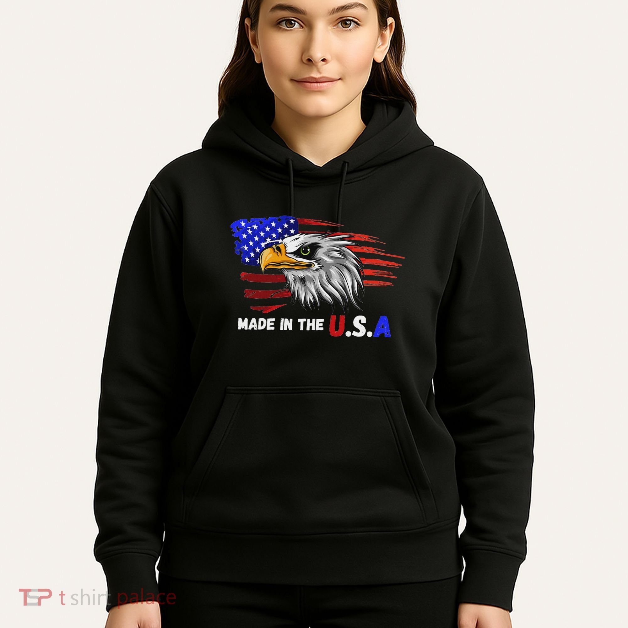 Made In The U.S.A Bald Eagle Patriotic Flag Tattoo Hoodie