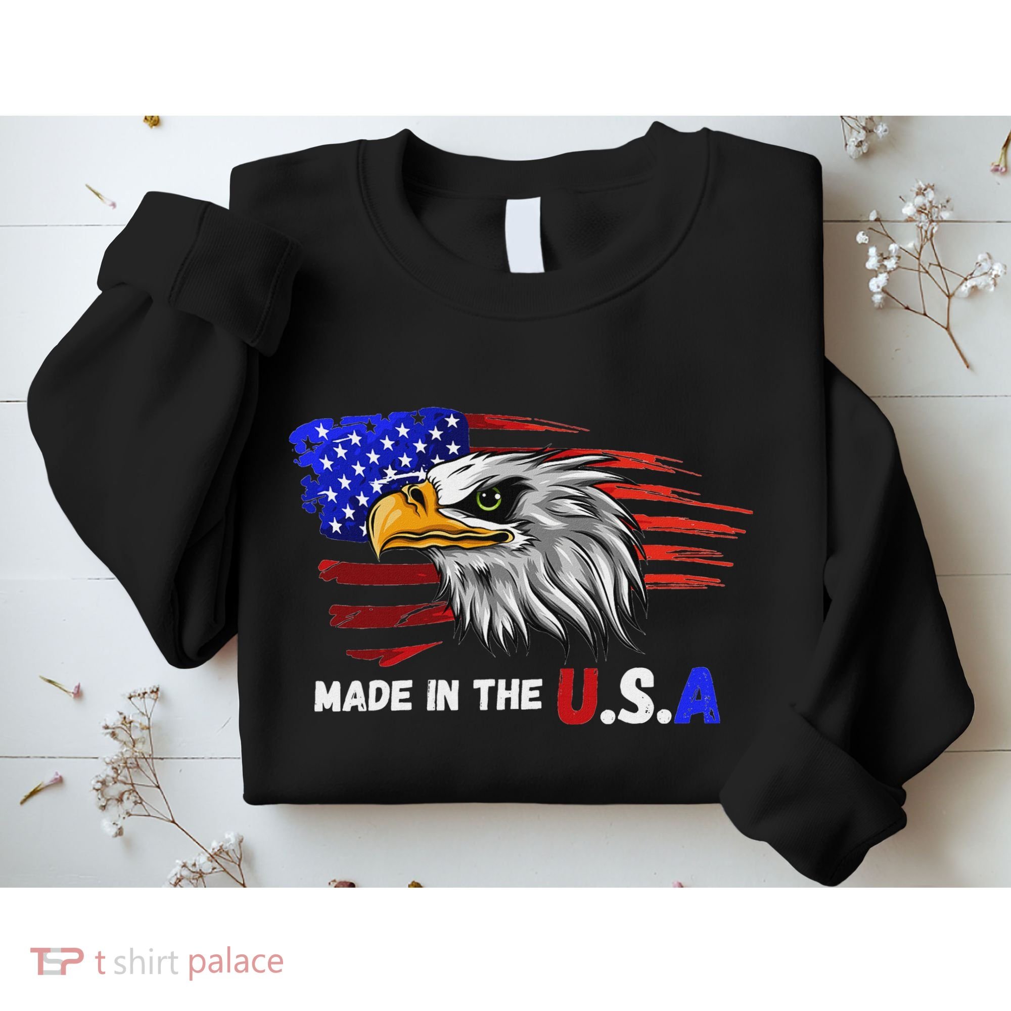 Made In The U.S.A Bald Eagle Patriotic Flag Tattoo Sweatshirt