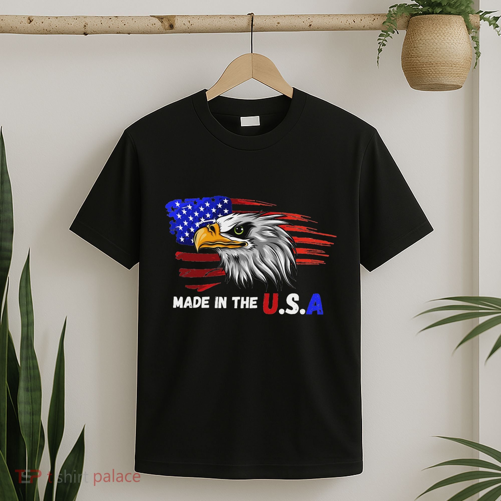 Made In The U.S.A Bald Eagle Patriotic Flag Tattoo T-Shirt