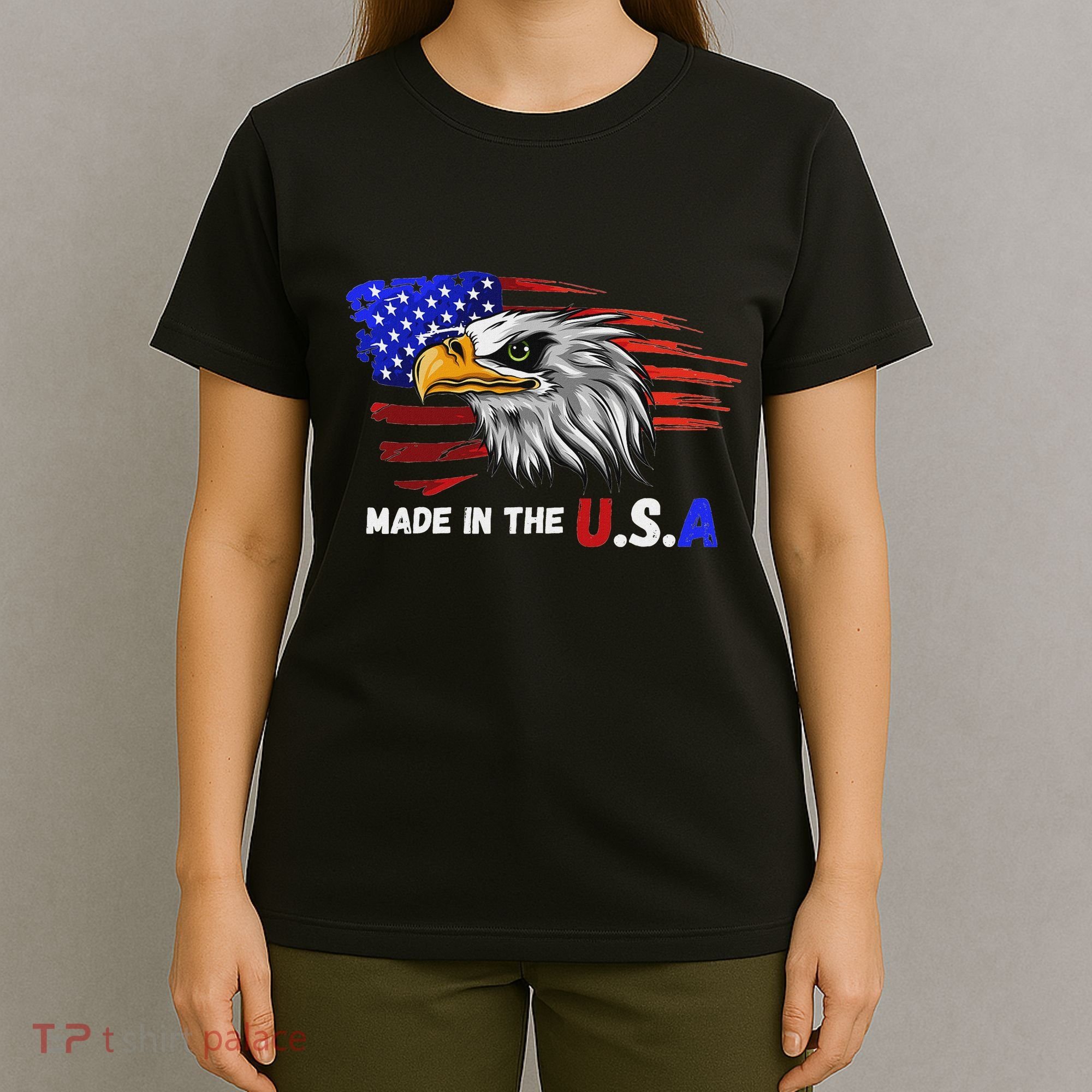 Made In The U.S.A Bald Eagle Patriotic Flag Tattoo T-Shirt