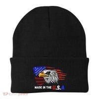 Made In The U.S.A Bald Eagle Patriotic Flag Tattoo Beanie thumb 0