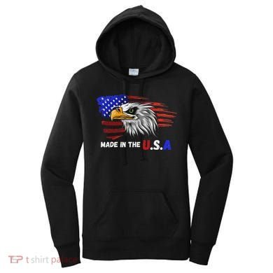 Made In The U.S.A Bald Eagle Patriotic Flag Tattoo Women's Hoodie