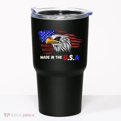 Made In The U.S.A Bald Eagle Patriotic Flag Tattoo Tumbler
