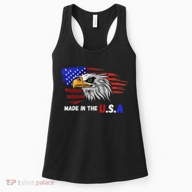 Made In The U.S.A Bald Eagle Patriotic Flag Tattoo Women's Tank Top
