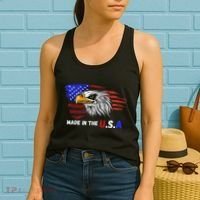 Made In The U.S.A Bald Eagle Patriotic Flag Tattoo Women's Tank Top thumb 2