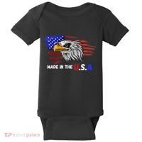 Made In The U.S.A Bald Eagle Patriotic Flag Tattoo Baby Bodysuit thumb 0
