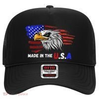Made In The U.S.A Bald Eagle Patriotic Flag Tattoo Hat thumb 0