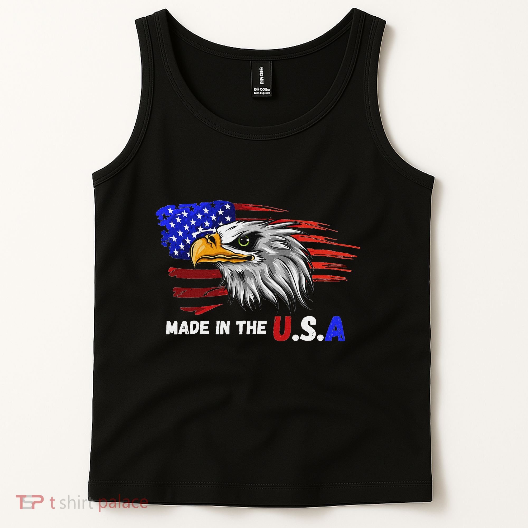 Made In The U.S.A Bald Eagle Patriotic Flag Tattoo Tank Top
