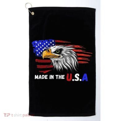 Made In The U.S.A Bald Eagle Patriotic Flag Tattoo Golf Towel