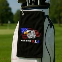 Made In The U.S.A Bald Eagle Patriotic Flag Tattoo Golf Towel thumb 2