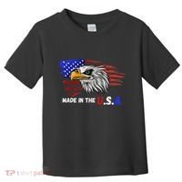 Made In The U.S.A Bald Eagle Patriotic Flag Tattoo Toddler T-Shirt thumb 0