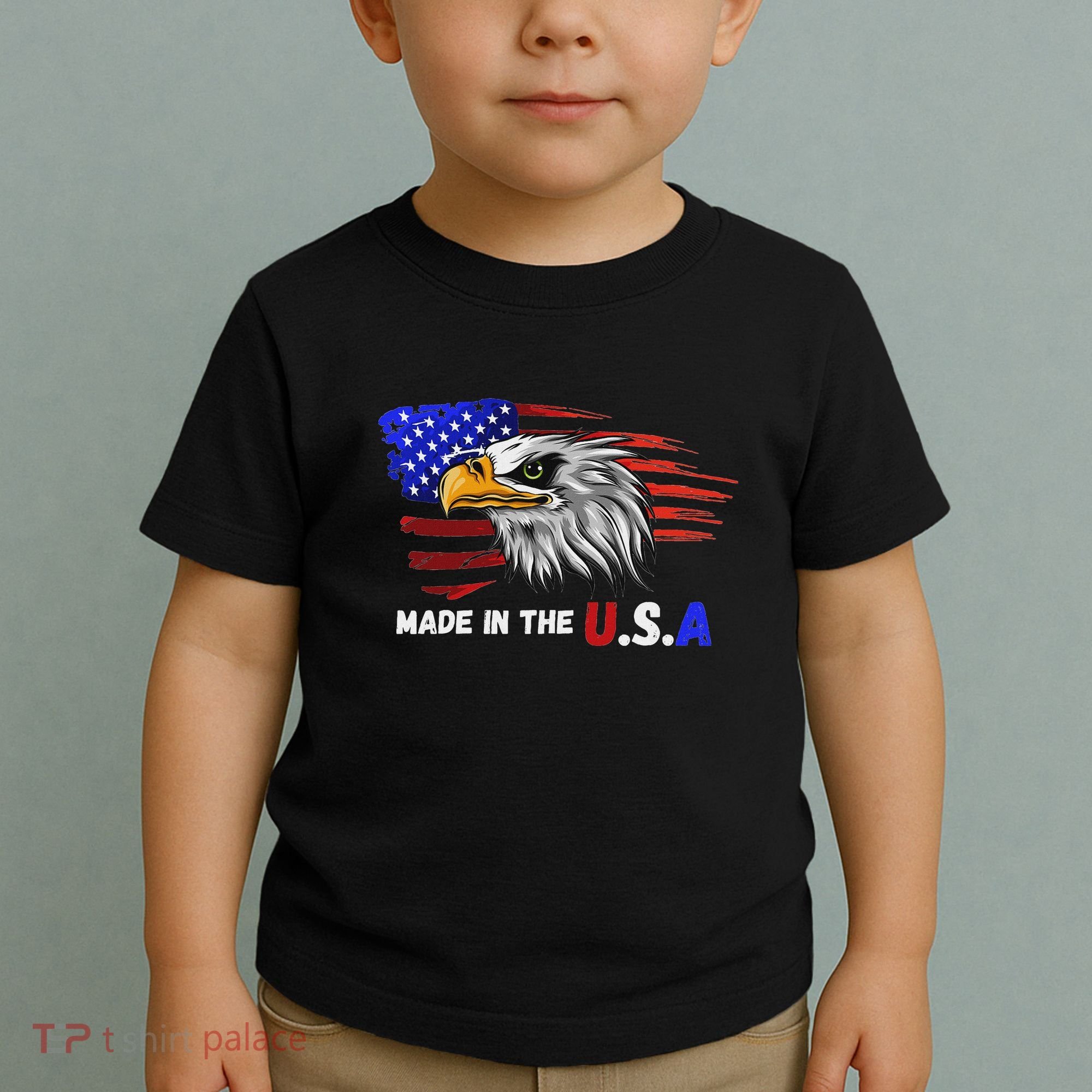 Made In The U.S.A Bald Eagle Patriotic Flag Tattoo Toddler T-Shirt
