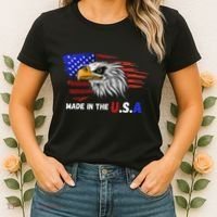 Made In The U.S.A Bald Eagle Patriotic Flag Tattoo Women's T-Shirt thumb 2