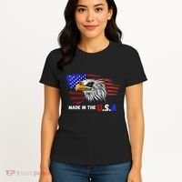 Made In The U.S.A Bald Eagle Patriotic Flag Tattoo Women's T-Shirt thumb 4