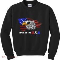 Made In The U.S.A Bald Eagle Patriotic Flag Tattoo Kids Sweatshirt thumb 0
