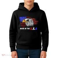 Made In The U.S.A Bald Eagle Patriotic Flag Tattoo Kids Hoodie thumb 4