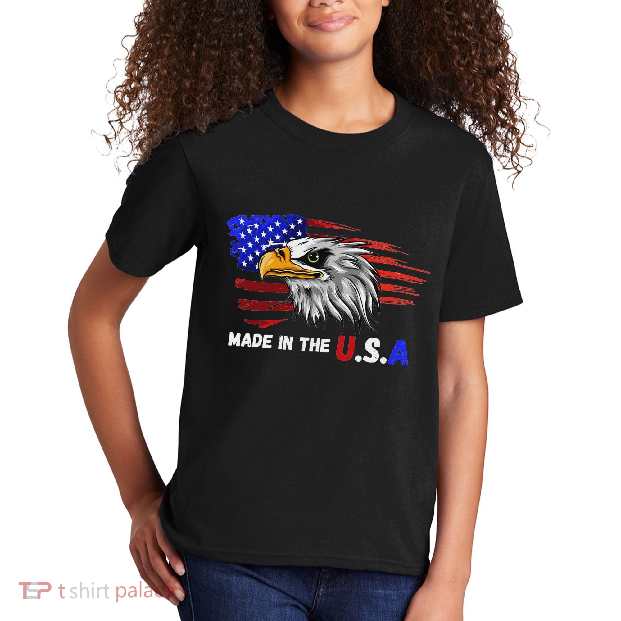 Made In The U.S.A Bald Eagle Patriotic Flag Tattoo Kids T-Shirt