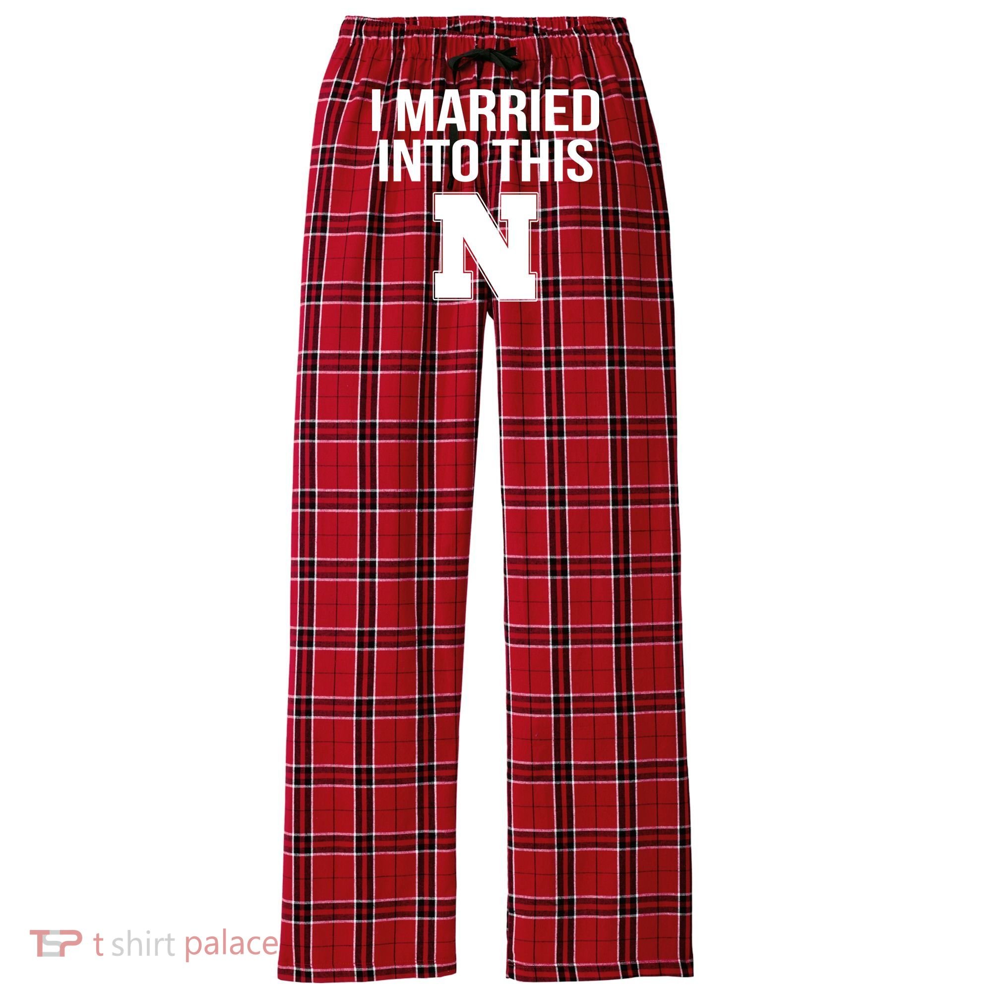 Married Into This Nebraska Women's Flannel Plaid Pajama Pants