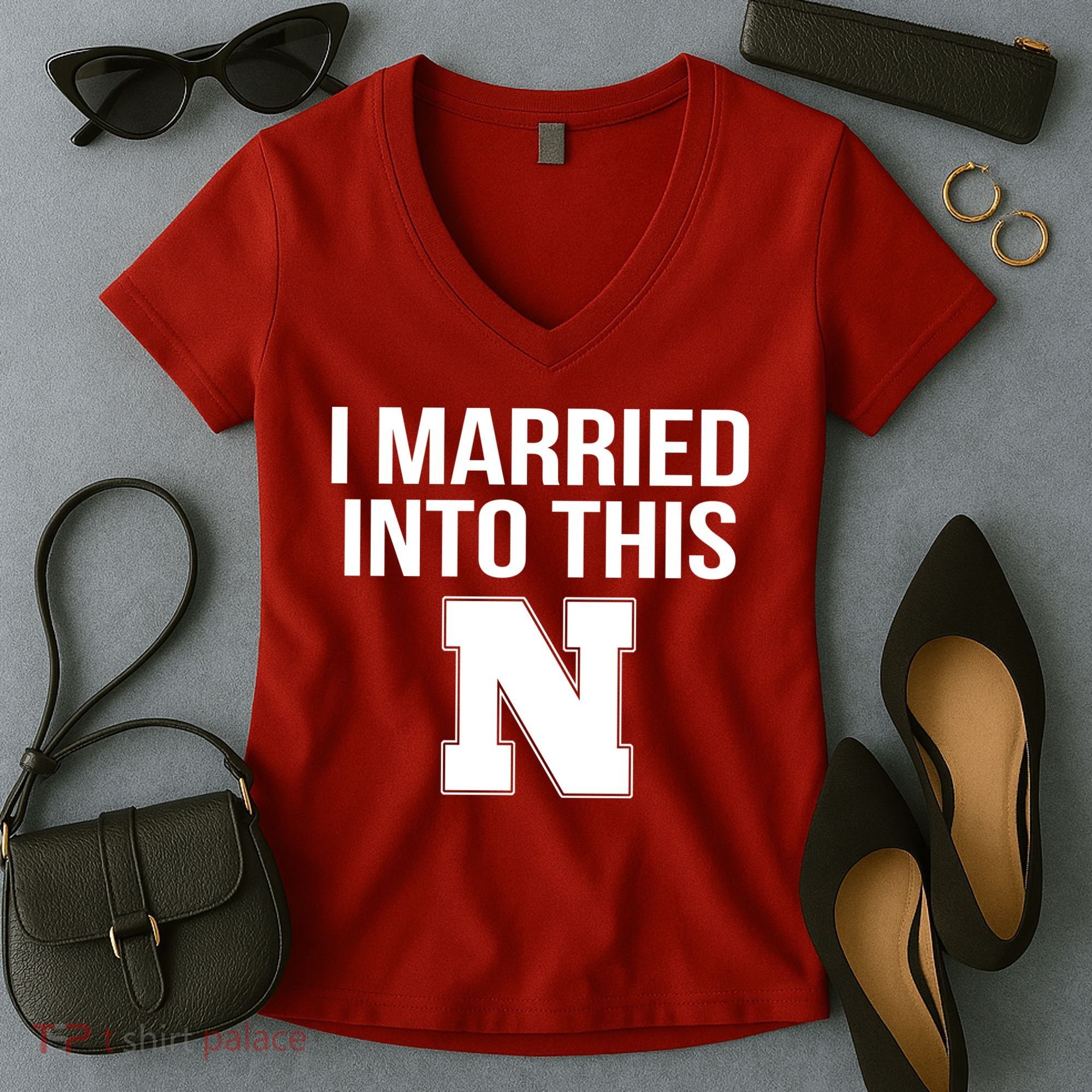 Married Into This Nebraska Women's V-Neck T-Shirt