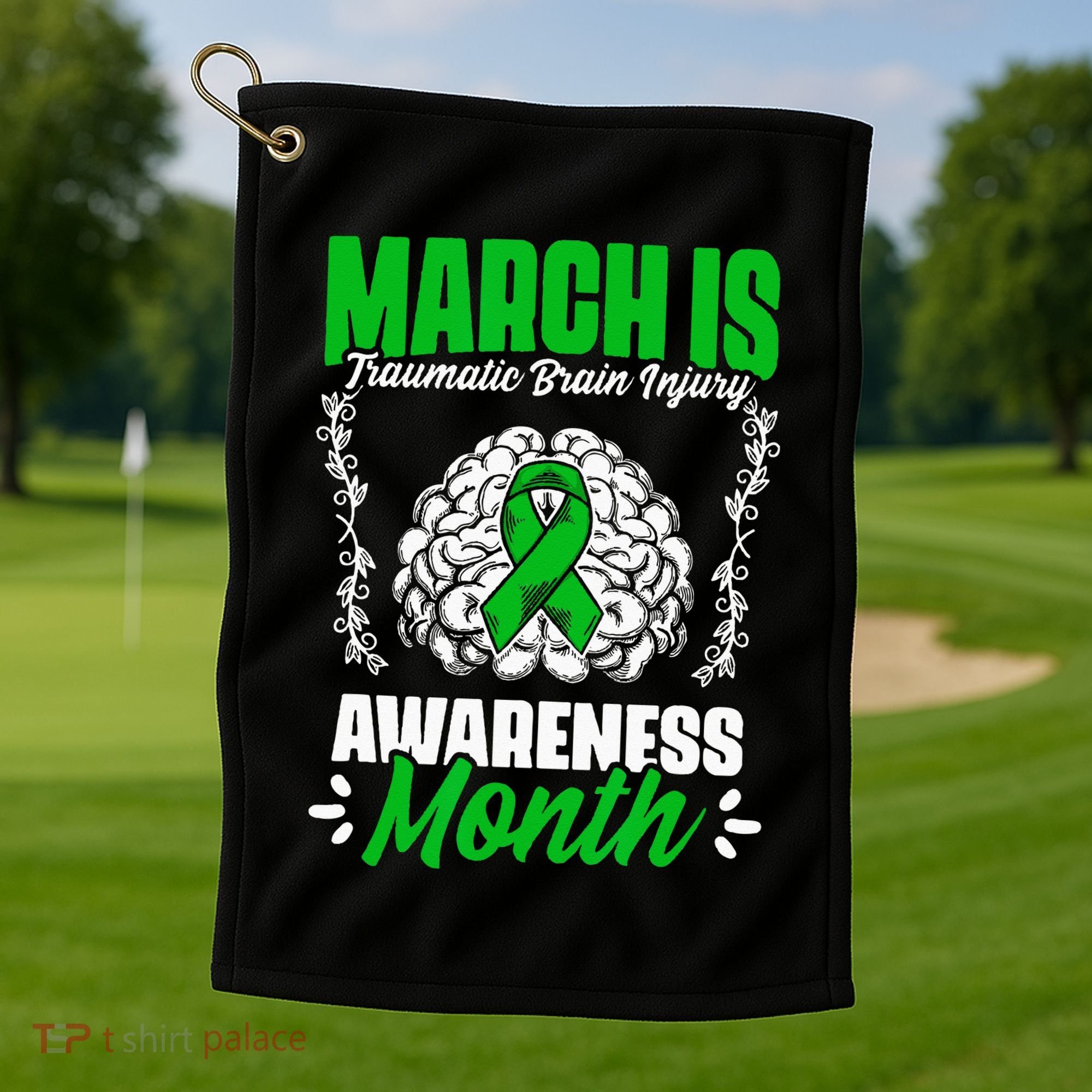 March Is Traumatic Brain Injury Month Surgery TBI Survivor Golf Towel