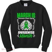 March Is Traumatic Brain Injury Month Surgery TBI Survivor Kids Sweatshirt thumb 0