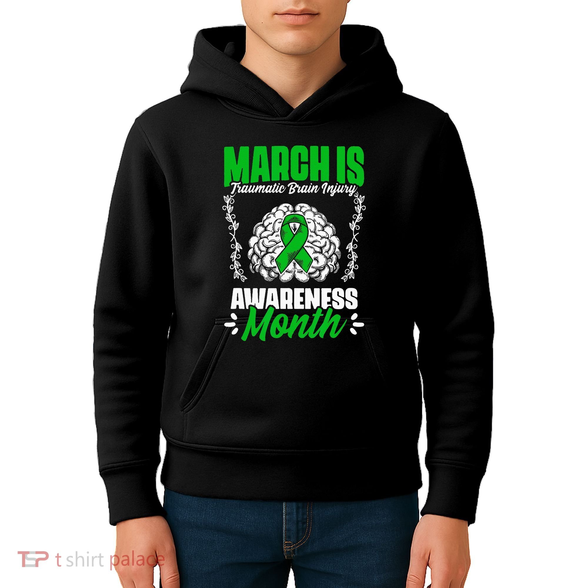 March Is Traumatic Brain Injury Month Surgery TBI Survivor Kids Hoodie