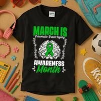 March Is Traumatic Brain Injury Month Surgery TBI Survivor Kids T-Shirt thumb 3