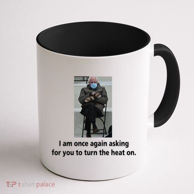 Mittens Bernie Sanders Inauguration Turn On The Heat Coffee Mug back