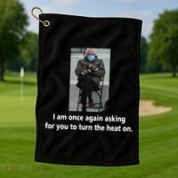 Mittens Bernie Sanders Inauguration Turn On The Heat Golf Towel thumb 1