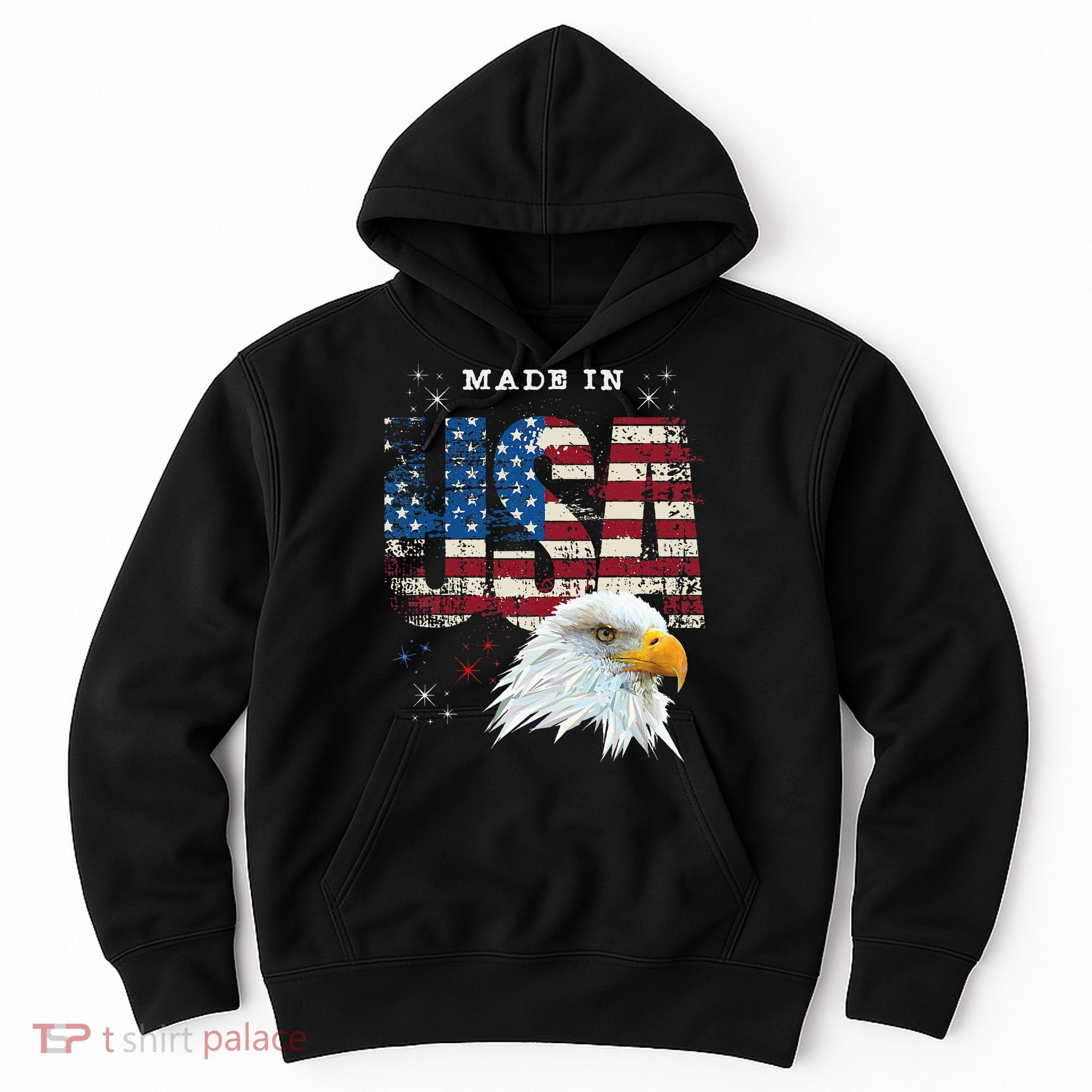 Made In Usa Patriotic American Flag Bald Eagle America Hoodie