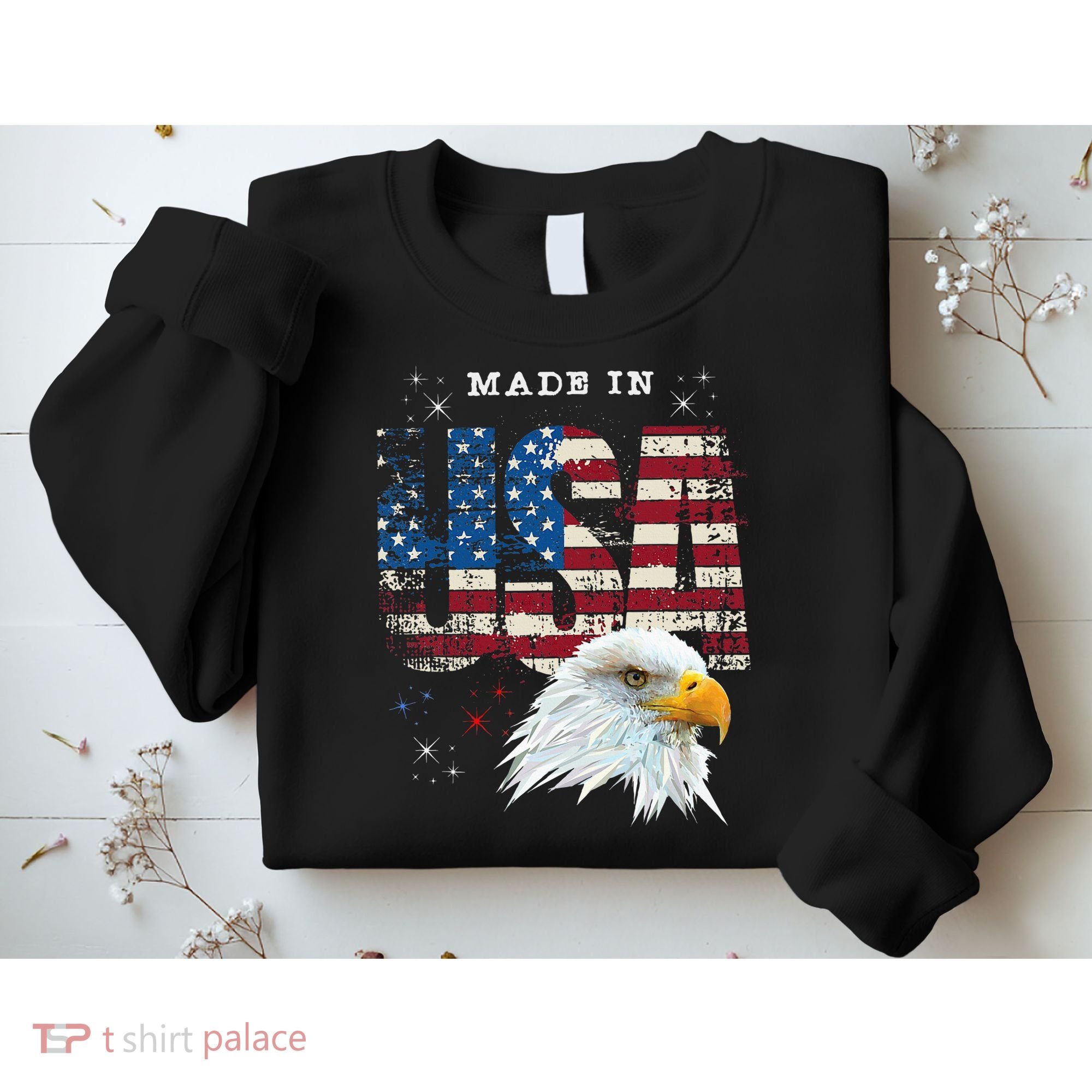 Made In Usa Patriotic American Flag Bald Eagle America Sweatshirt