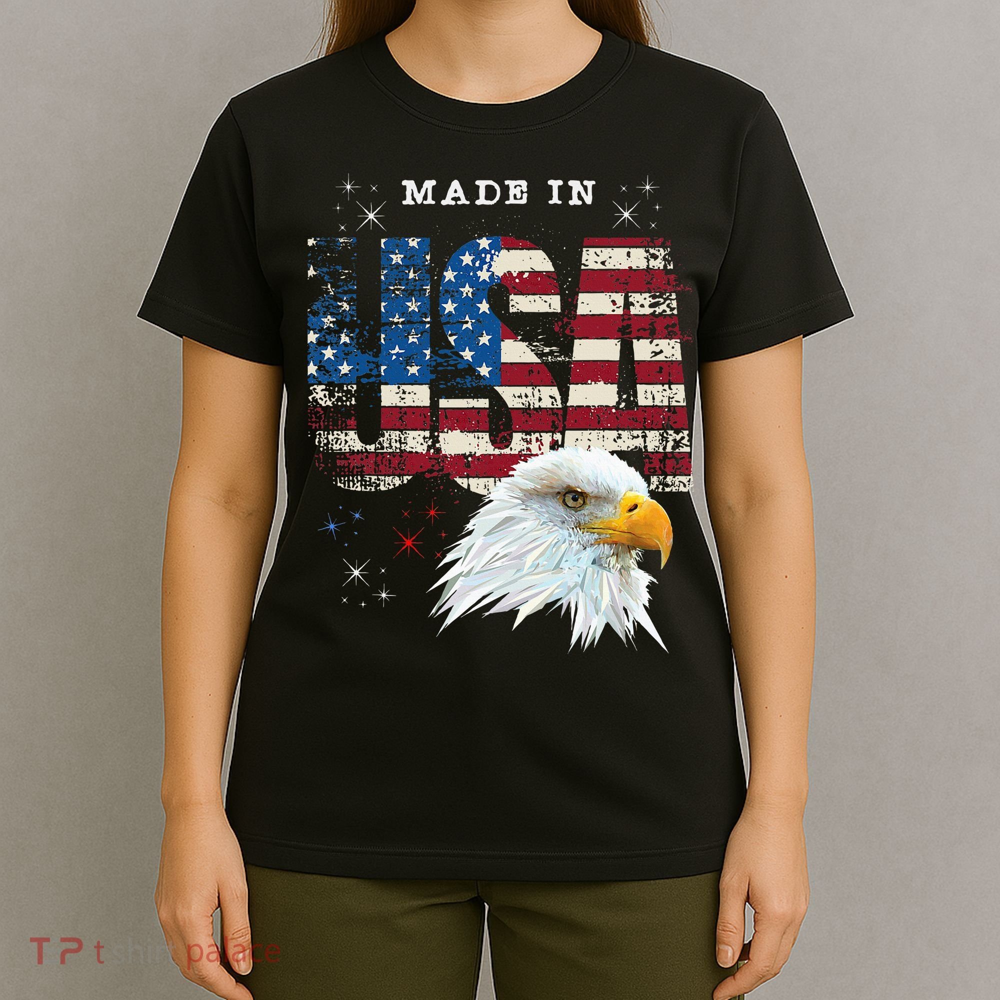Made In Usa Patriotic American Flag Bald Eagle America T-Shirt