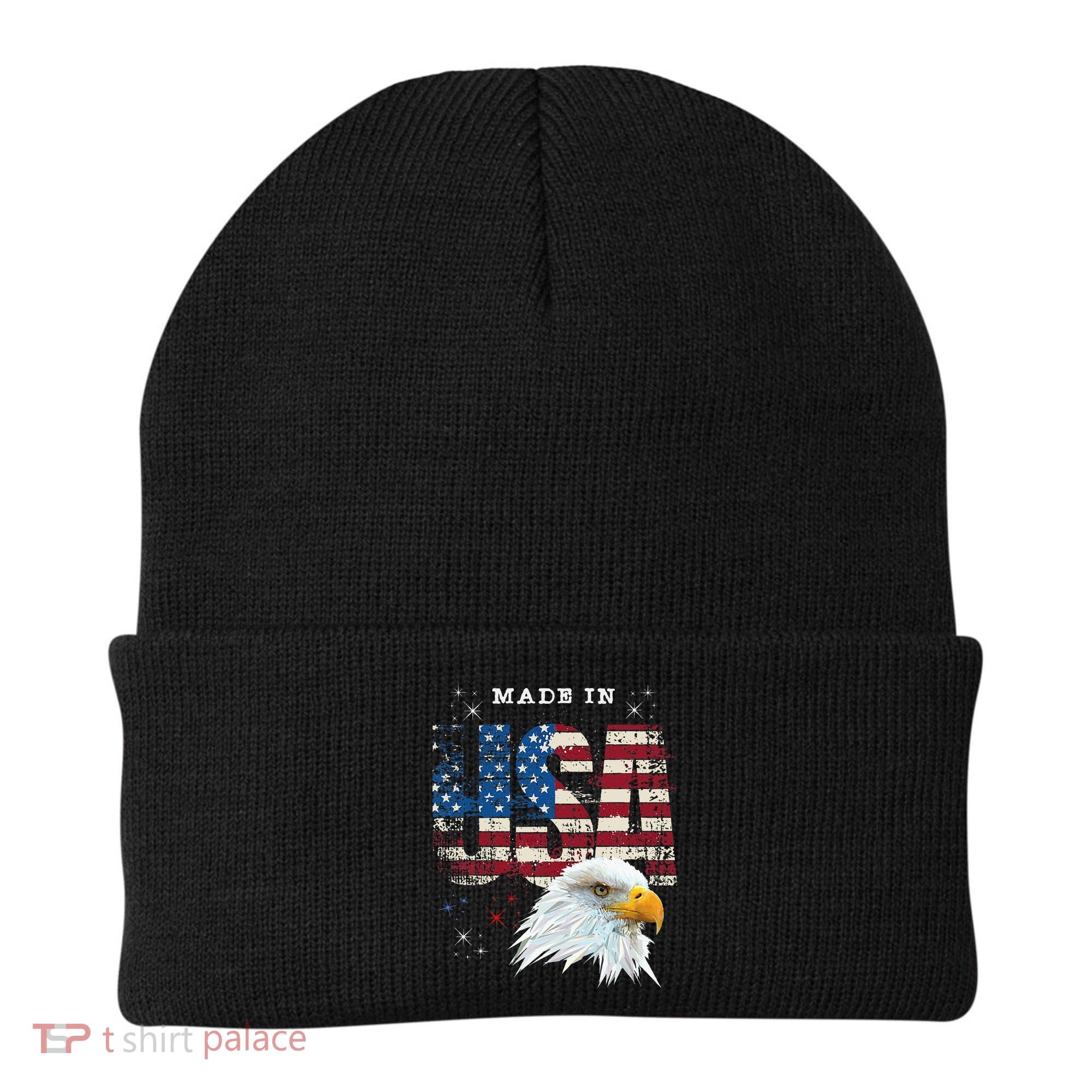 Made In Usa Patriotic American Flag Bald Eagle America Beanie