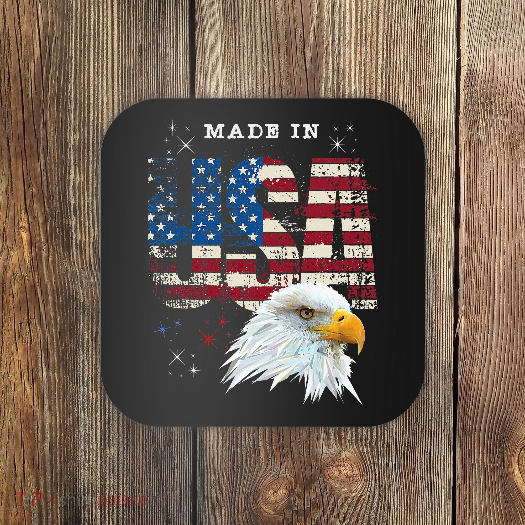 Made In Usa Patriotic American Flag Bald Eagle America Coaster