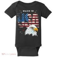 Made In Usa Patriotic American Flag Bald Eagle America Baby Bodysuit thumb 0